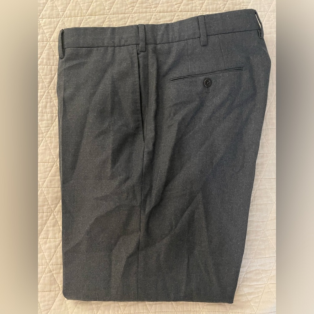 INCOTEX Slowear Super 130's Wool Flannel Flat Front Trouser in Charcoal Size 40‎